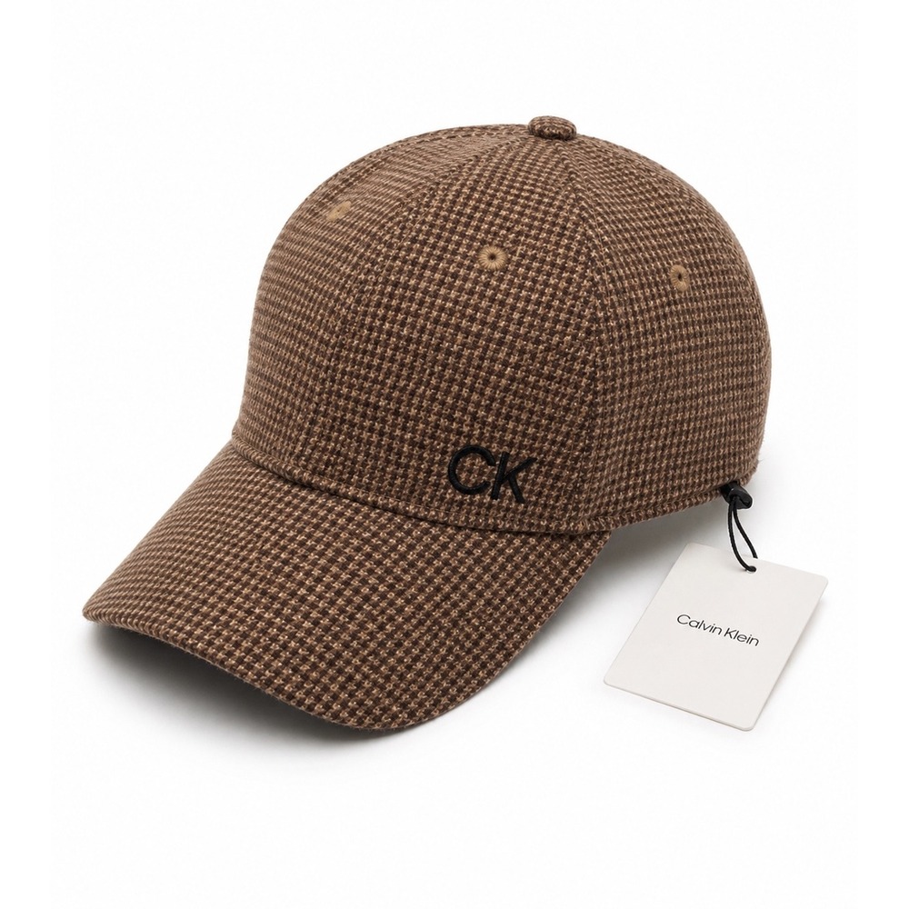 NEW Calvin Klein Brown Houndstooth CK Logo Baseball Cap Hat Classic‎ Unisex